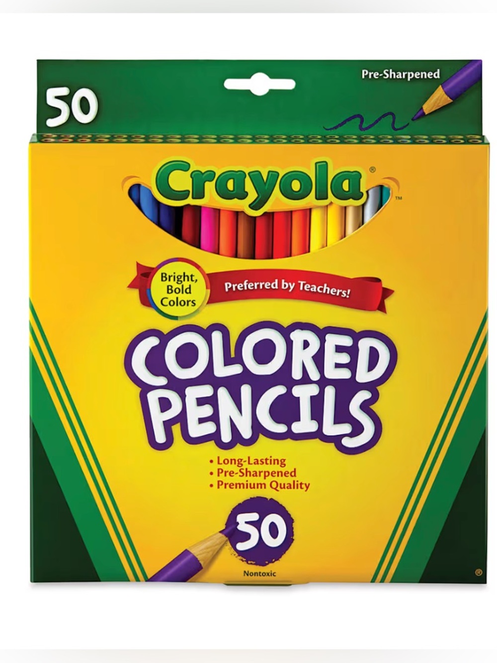 NWT - Crayola 50 Count Colored Pencils - Bright Multicolor Set